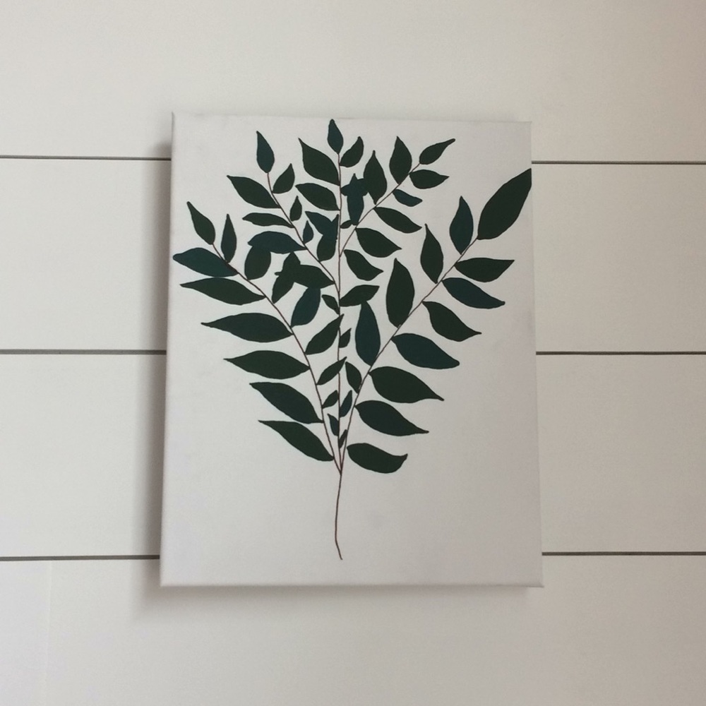 Hand painted greenery canvas wall art